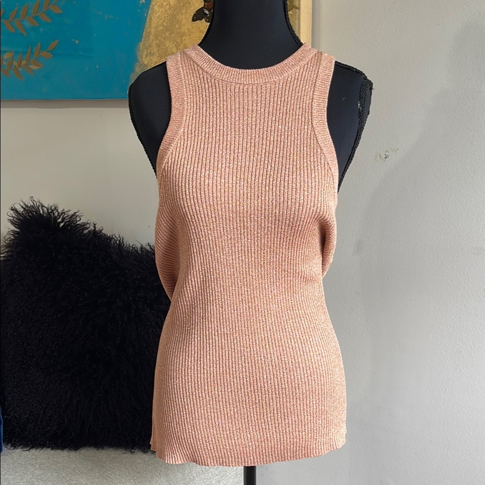 ELOQUII Shimmery Pink Sleeveless Sweater